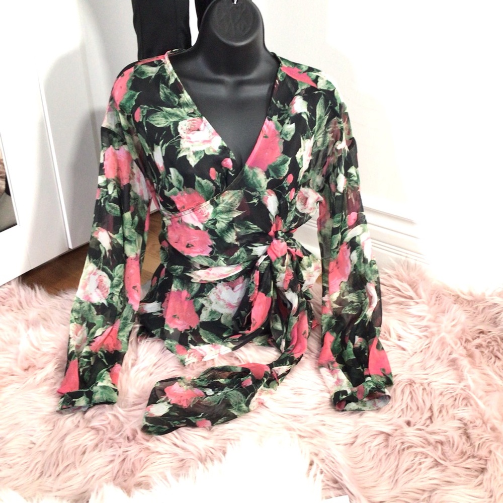 Floral wrap blouse